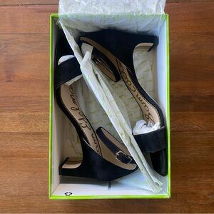 Sam Edelman Holmes Black Suede Peep Toe Wedges